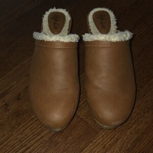 Style & Co. Brown Faux Fur Mules